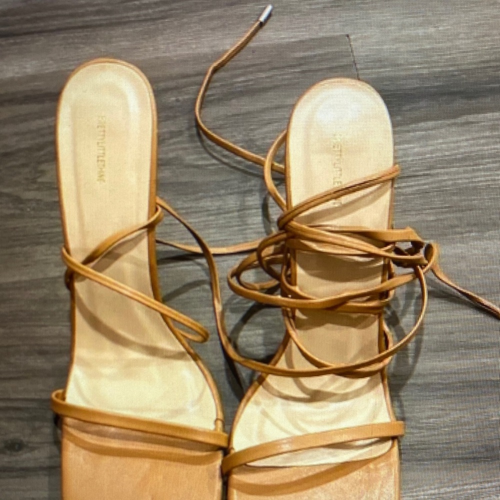 PrettyLittleThing Tan Strappy Heels